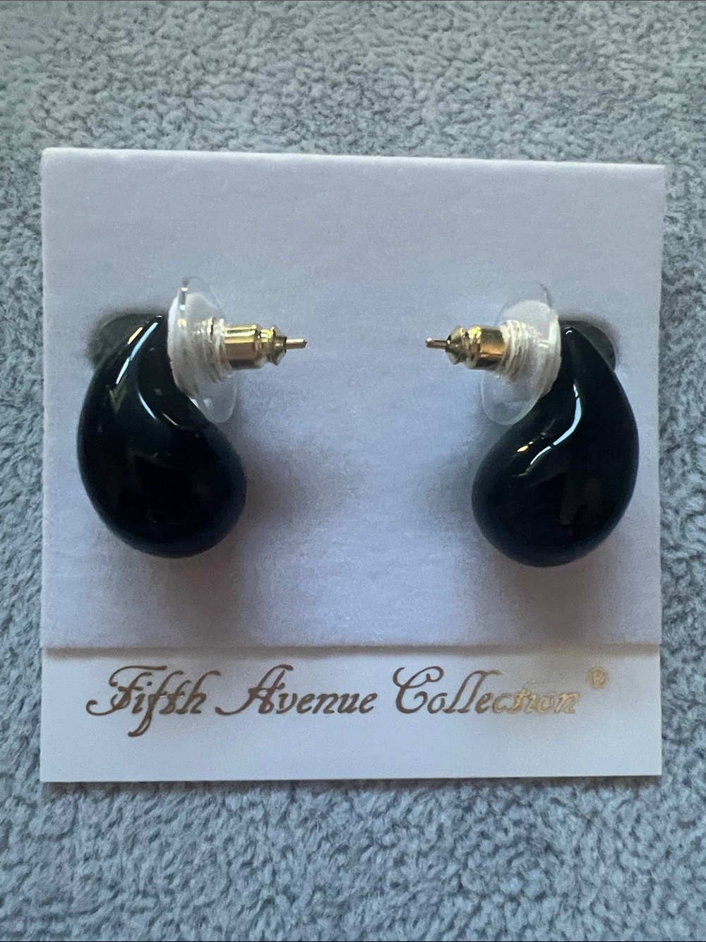Fifth Avenue Collection Black Teardrop Stud Earrings